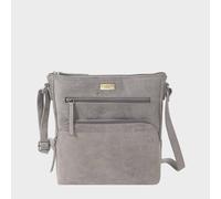 Assots London Women's 'AGATHA' Real Leather Crossbody Bag in Mid Grey