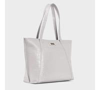 Assots London Women's AGNES' Croc Embossed Real Leather Designer Tote Bag in Light Grey Assots London Light Grey