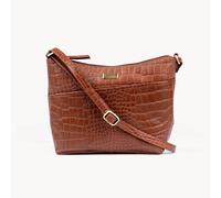Assots London Women's 'CAROL' Embossed Croc Real Leather Designer Crossbody Shoulder Bag in Tan Assots London Tan One Size