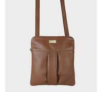 Assots London Women's 'ELSIE' Pebble Grain Leather Zip Top Crossbody Bag in Tan Assots London Tan One Size