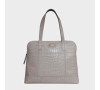 Assots London Women's EVA' Croc Embossed Real Leather Designer Unlined Tote Bag in Grey Assots London Grey