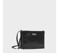 Assots London Women's 'SUSAN' Croc Real Leather Rectangle Box Crossbody Bag in Black Assots London Black One Size