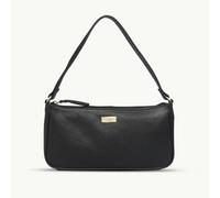 Assots London 'ZARA' Black Soft Pebble Grain Real Leather Baguette Shoulder Bag