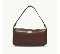 Assots London 'ZARA' Brown Polished Real Leather Baguette Shoulder Bag