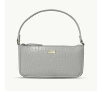 Assots London 'ZARA' Ice Grey Croc Real Leather Baguette Shoulder Bag