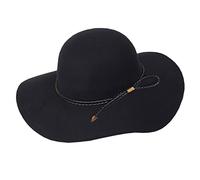 ASSQI Women's 100% Wool Foldable Wide Brim Retro Fedora Floppy Felt Bowler Hat, Z-black, One Size