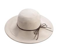 ASSQI Womens Foldable Shapeable Brim Sun Hat UPF 50+ Cotton Wide Brim Beach Adjustable Chin Strap Hat Sun Protection Cap, Z4-beige, One Size