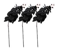 ASSR 3PCS Artificial Orchid Stems,100cm Tall Fake Butterfly Phalaenopsis Flower,8 Head Black Dancing Orchid Silk Plants Real Touch Orchid