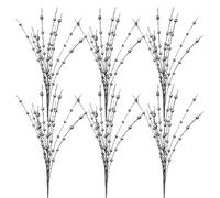 ASSR 6PCS Christmas Glitter Berries Stems, 10-Head Berry Picks, Silver Artificial Twig Stem Holly - 40cm