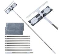 ASSRECT 3.88M Extendable Window Cleaning Kit 2-in-1 Rotatable Squeegee & Microfiber Scrubber Ladder-Free Tool for High Windows, Conservatory, Shower Glass & Car Windscreens