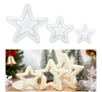 ASSRECT 3 Pcs Hollow Star Shaped Silicone Mold Set 3D Pentagram Silicone Mold for Cake Decorating, Candle Making, DIY Resin Crafts