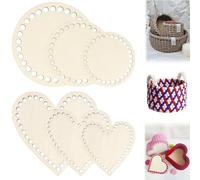 ASSRECT 6 PCS Wooden Basket Bottom, Crochet Basket Base, Blank Crochet Knitting Wooden Base for DIY Craft Weaving Basket Making Supplies Home Decoration
