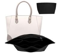 ASSRECT Bag Organiser Medium, Multi-Pocket Felt Handbag Organiser, Foldable Tote Insert with Metal Zipper for Longchamp (Black, M)