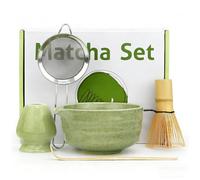 ASSRECT Green Matcha Tea Set 5PCS,Japanese Matcha Kit with Bowl Whisk Scoop | Beginner Matcha Kit, Complete 5pcs Set, Ceramic Bowl & Bamboo Whisk, Easy Matcha Latte Making, Home Tea Ritual