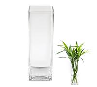 ASSRECT Vases for Flowers 40cm Tall Glass Vase Large Clear Square Vase for Centerpieces Minimalist Style Decor for Home Kitchen Office Wedding Party Decorations