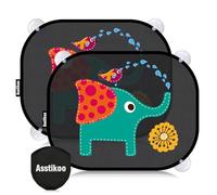 Asstikoo Car Window Shades for Baby with UV Protection, Baby Car Sun Shade, Sun Visor for car, Sun Shade for Kids with Cute Animal Motifs, Sun Screen for Car Window Baby,45 x 35.5 cm, Set of 2