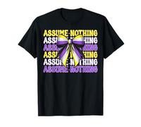 Assume Nothing Nonbinary Flag Pride Girl Coquette Bow T-Shirt
