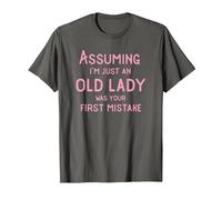Assuming I'm Just an Old Lady was Your First Mistake Funny T-Shirt, Men, Asphalt Grey, Large