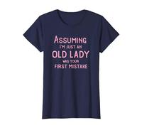 Assuming I'm Just an Old Lady was Your First Mistake Funny T-Shirt, Women, Navy Blue, Medium