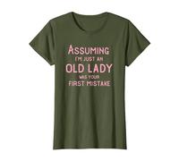 Assuming I'm Just an Old Lady was Your First Mistake Funny T-Shirt, Women, Olive Green, Large