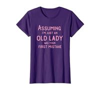Assuming I'm Just an Old Lady was Your First Mistake Funny T-Shirt, Women, Purple, X-Small
