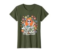 Assuming I'm Just an Old Lady was Your First Mistake Hippie T-Shirt, Women, Olive Green, Medium