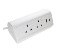Assured Desktop Bench Table Mountable PDU 2 Way UK Sockets & 30W USB-C + 18W USB-A Ports Power Pod White