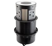 Assured Pop-Up Desk Power Grommet 4x 5A Fused Sockets 4x USB Qi Wireless Black 2.5m