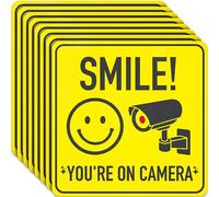 ASSURED SIGNS Smile You Are On Camera Sign Stickers - 7 X 7 Inch - 8 Pack