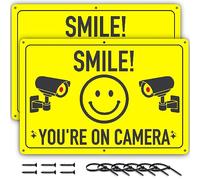 ASSURED SIGNS Smile You're On Camera Sign, 11.75x8 Aluminum, 2 Pack