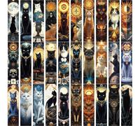 ASSZBE Cat Tarot Series Bookmarks, 30 Pack Decorative Paper Reading Markers, 15 x 4 cm, Mystical Celestial Theme for Students and Book Lovers