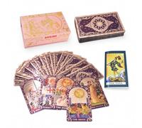 ASSZBE Gold Foil Tarot Cards 78-Card Holographic Waterproof Deck in English