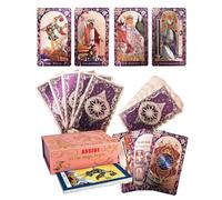 ASSZBE Tarot Cards Deck, English Ryder-Waite Gold Foil Edition, 78 Cards with Holographic Waterproof Design, Includes Instruction Manual and 2 Spare Cards, perfectly mirrored card back.