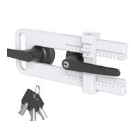 AST Childproof Double Door Security Lock, Adjustable Keyed French Door Lock | Lockout device for knobs and handles of double doors, prevent kick ins, Kids proof barricade, bigger adjustment, matte white
