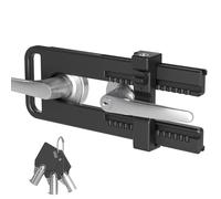 AST Childproof Double Door Security Lock, Adjustable Keyed French Door Lock | Lockout device for knobs and handles of double doors, prevent kick ins, Kids proof barricade, bigger adjustment, matte black
