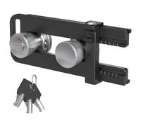 AST Double Door Security Lock, French Door Lockout Device with Keys, Reinforcement Lock for Knobset and Handleset, Prevent Kick Ins, Childproof, Kids Proof Barricade (Matte Black with Keyed Alike)