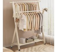 Asta Stendi Abiti Pieghevole con Ruote Appendiabiti da Terra Capacità 50 Kg Facile da Spostare Ideale per Soggiorno e Camera da Letto Bianco 120x45 cm