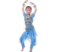 Astage Girl belly dance clothing all ornaments Sky blue L