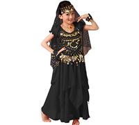 Astage Girl Halloween Belly Dance Costume Outfit Indian Oriental Carnival Set Black L