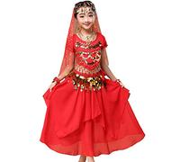Astage Girl Halloween Belly Dance Costume Outfit Indian Oriental Carnival SetRedM