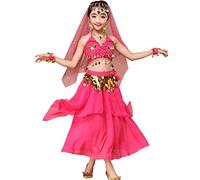 Astage Girl Indian Belly Dancing Clothes Halloween Dress All Sets Hotpink S