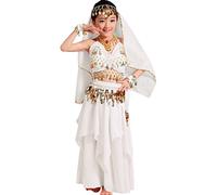 Astage Girl Indian Belly Dancing Clothes Halloween Dress All Sets White S