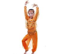 Astage Girl Long Sleeve Belly Dance Costume All Accessories Orange XL
