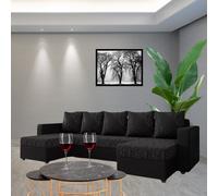 Astana U Shaped Corner Sofa Bed Storage Compartment Pull Out Sleep Function Bonell Springs Black