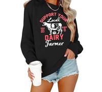 ASTANFY Maternity Nursing Sweatshirts for Breastfeeding Women Friendly Zipper Nursing Sweatshirt Mama Breast Feeding Sweater, Black, Medium