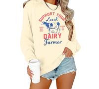 ASTANFY Maternity Nursing Sweatshirts for Breastfeeding Women Friendly Zipper Nursing Sweatshirt Mama Breast Feeding Sweater, Apricot, Large