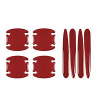 aStaoA Car Door Handle Scratch Protector for Ford Ranger (T6 P703 2011-2025 2026), Carbon Fiber Texture Side Handle Cup & Edge Sticker Cover, Automotive Exterior Anti-Scratch Film,Red