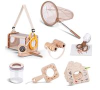 Astarama Bug Catcher Kit for Kids,11 PCS Wooden Bug Catching Kit with Butterfly Net,Magnifying Glass,Bug Habitat,Binoculars,Compass,Kids Explorer Kit for Backyard & Camping,Fun Gift for Girls Boys