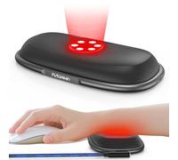 Astarexin Mouse Wrist Rest, Red Light Wrist Pad for Mouse with 660nm & 850nm, 2-in-1 Ergonomic Silicone Mouse Pad Wrist Support with Sensor, Office Use, Non-Slip Base, USB Powered, Black