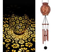 Astarin Solar Wind Chimes for Outside, 32" Solar Gifts for Women mom Grandma Friends' Birthday, Hanging Led Lights Lantern Windchimes Outdoors for Garden Decor